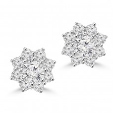 2.35 ct Round Cut Diamond Stud Earrings in Screw Back